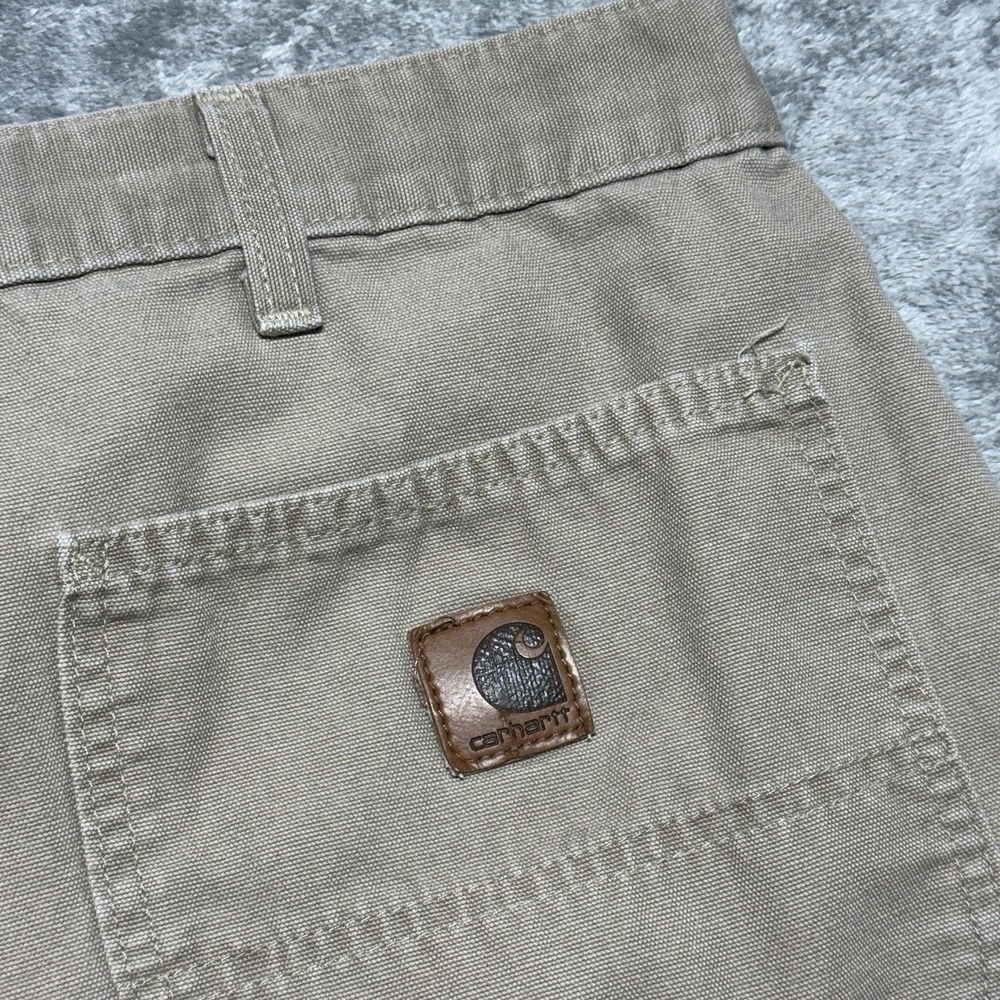 VTG Carhartt B203 GKH Carpenter Shorts Mens 40 Khaki Canvas Workwear 00s - Picture 3 of 8